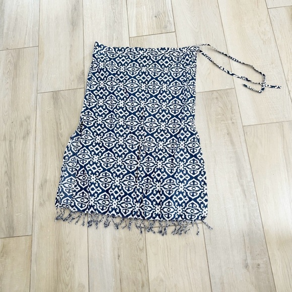 TARA MICHELLE Women’s Blue White Print Preppy Pull On Cover Up Skirt Size XS - Picture 1 of 7